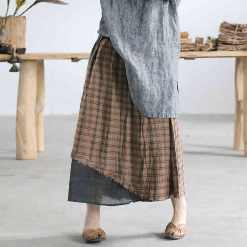 Johnature Autumn Women Plaid Linen Asymmetrical Skirt Leisure All-match Loose Comfortable Plus Size 2 Colors Skirt 210521, Brown
Johnature Autumn Women Plaid Linen Asymmetrical Skirt Leisure All-match Loose Comfortable Plus Size 2 Colors Skirt 210521, Brown
