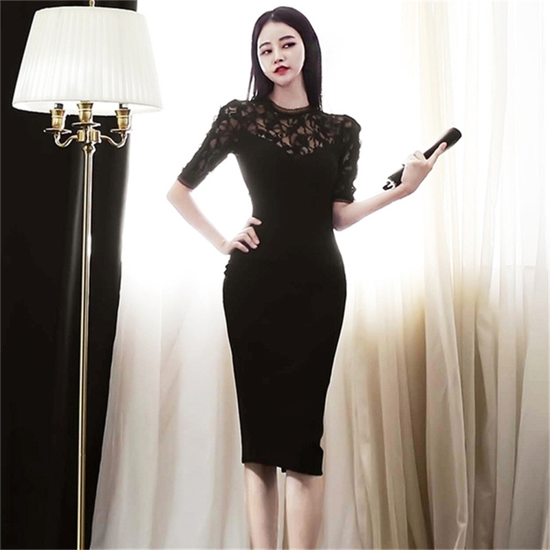 Summer Elegant Office Lady Pencil Dresses Women Sexy Lace Patchwork Slim Sheath Bodycon Party Vestidos 210519, Black
Summer Elegant Office Lady Pencil Dresses Women Sexy Lace Patchwork Slim Sheath Bodycon Party Vestidos 210519, Black
