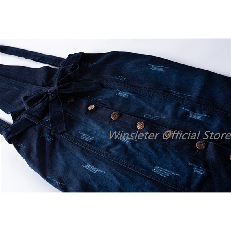 Suspender Skirt Women Overalls No Stretch V-neck Buttons Maxi Long Skirt Mermaid Trumpet Empire High Waist Jeans J9D891 T200803