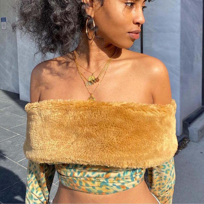 Women' T-Shirt Puloru Faux Fur Collar Fashion Women Off Shoulder Long Sleeve Crop Tops Fall Spring Backless Leopard Pullover, Brown
Women' T-Shirt Puloru Faux Fur Collar Fashion Women Off Shoulder Long Sleeve Crop Tops Fall Spring Backless Leopard Pullover, Brown