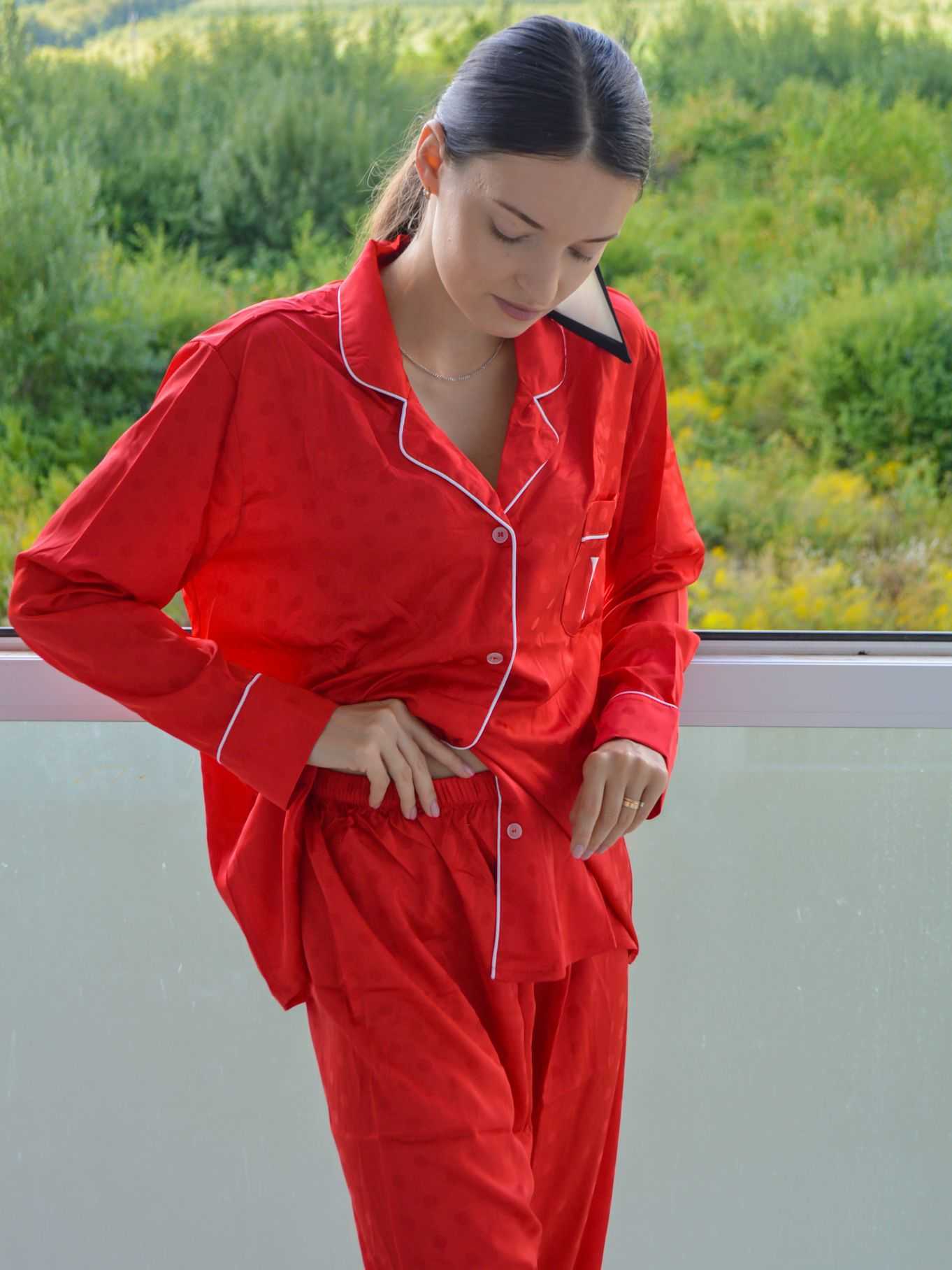 Autumn and Winter Sleepwear Long Sleeve Pajamas For Women Satin Silk Pants Set Sexy Pajamas Women's Home Clothes Evening Wear 210924