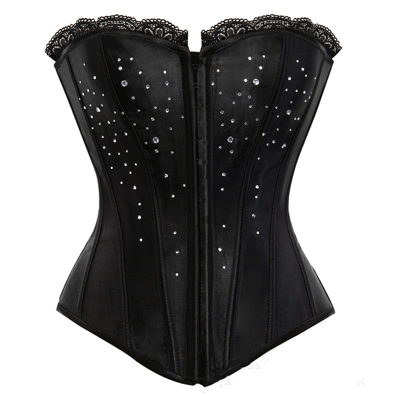 Woman Bustiers Plus Size Corpete Women Corsets Rhinestone Satin Black Corset Top Bustier Overbust Hot Body Shaper Sexy Female Corselet, As shown
Woman Bustiers Plus Size Corpete Women Corsets Rhinestone Satin Black Corset Top Bustier Overbust Hot Body Shaper Sexy Female Corselet, As shown