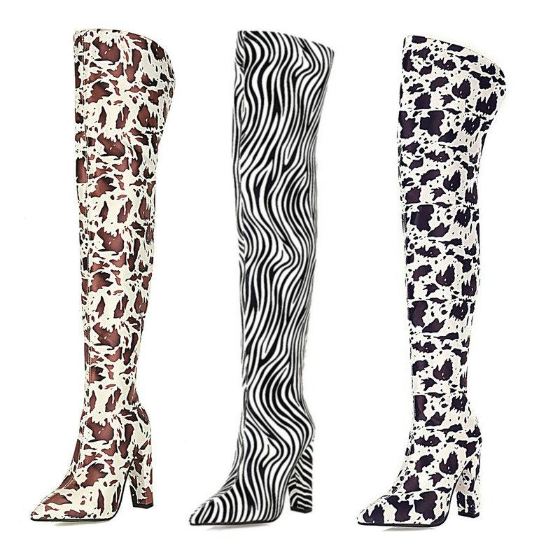 Boots Black Brown Zebra Print Microfiber Women Over The Knee Short Plush Winter Long Pointed Toe Square Heel Shoes
Boots Black Brown Zebra Print Microfiber Women Over The Knee Short Plush Winter Long Pointed Toe Square Heel Shoes