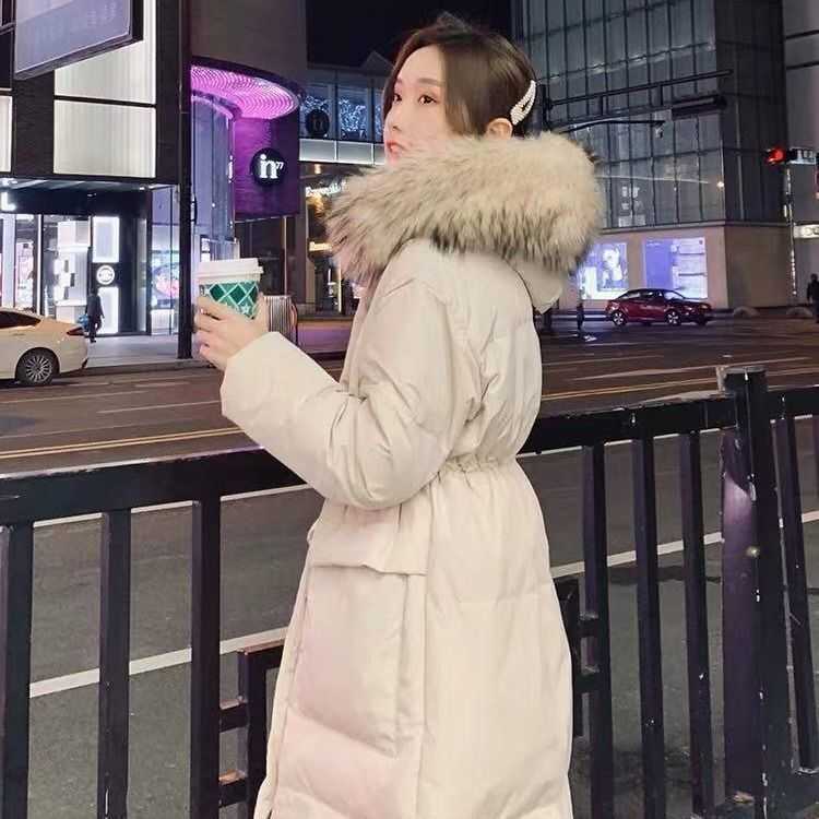 Style Down Padded Jacket Women's Mid-length Over The Knee Korean Loose Thick Fur Collar Coat Winter Clothes Women 211011