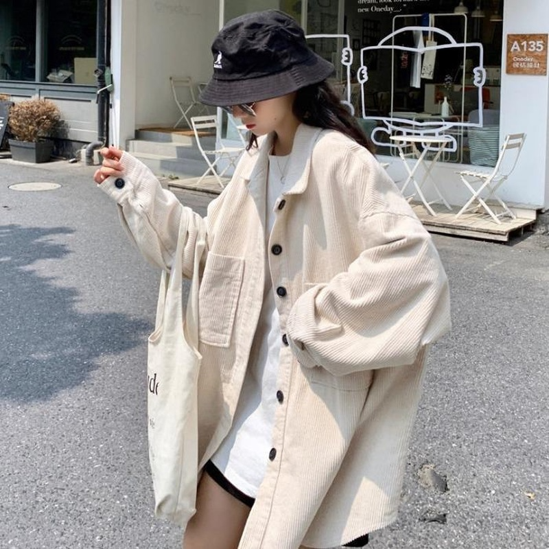 QNPQYX New Fashion Corduroy Loose Jacket Women's Spring Autumn Shirts Casual Couple Outwear Solid Oversized Shirt Bf Style Top, Beige
QNPQYX New Fashion Corduroy Loose Jacket Women's Spring Autumn Shirts Casual Couple Outwear Solid Oversized Shirt Bf Style Top, Beige