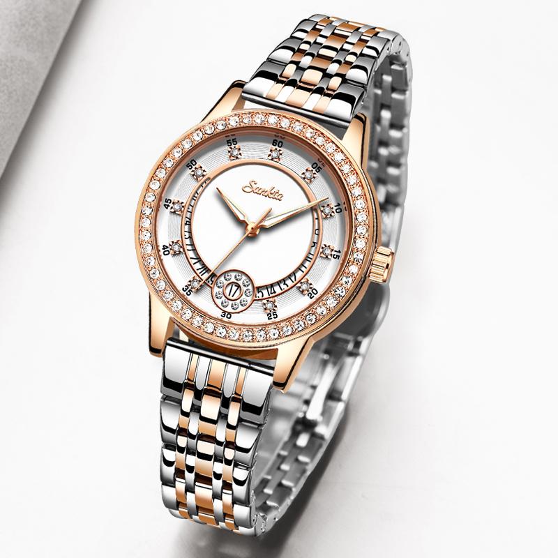 Wristwatches SUNKTA Women Watches Fashion Classic Designer Ladies Watch Waterproof Quartz Gold Wrist Gift For Montre, White
Wristwatches SUNKTA Women Watches Fashion Classic Designer Ladies Watch Waterproof Quartz Gold Wrist Gift For Montre, White