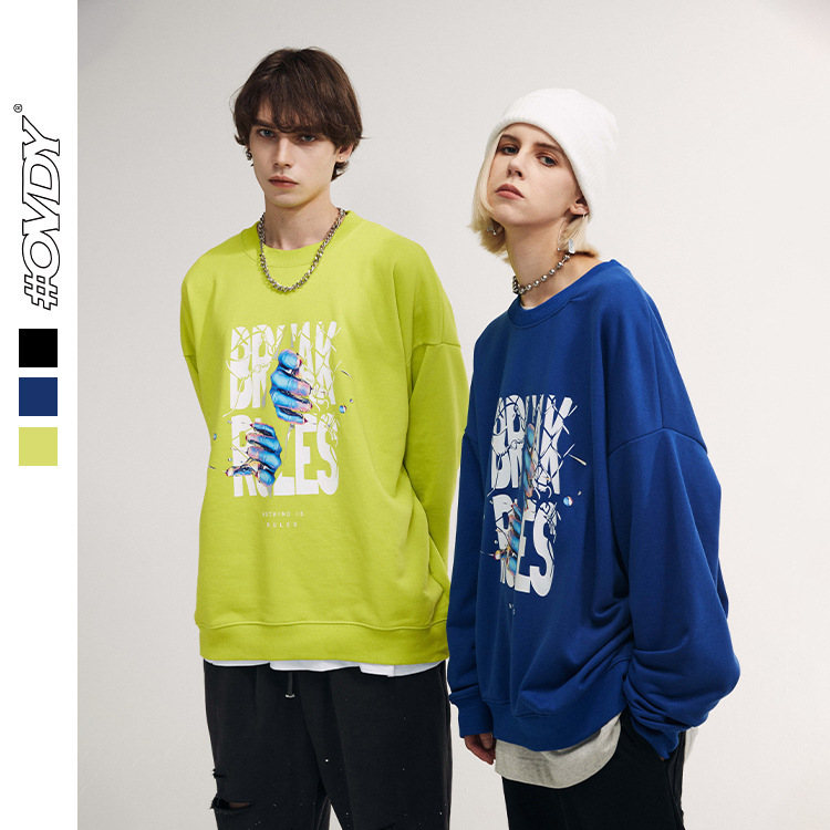 wxwovdy 2021 autumn new fashion brand bf couple fun letter print oversize pullover, Black
wxwovdy 2021 autumn new fashion brand bf couple fun letter print oversize pullover, Black