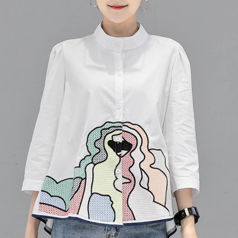 Womens Tops And Blouses Stand Collar Blouse Women Blusas Mujer De Moda Embroidery White Blouse Shirt Women Clothes C720 210602
Womens Tops And Blouses Stand Collar Blouse Women Blusas Mujer De Moda Embroidery White Blouse Shirt Women Clothes C720 210602