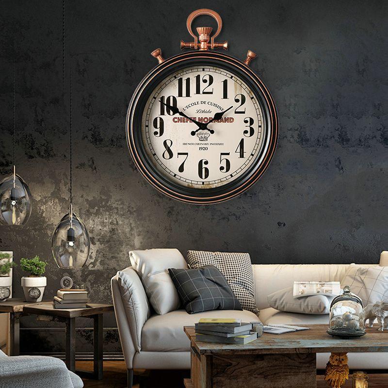 Large Retro Wall Clock Modern Design American Country Metal Clocks Home Decor Living Room Decoration Mechanism Gift Ideas