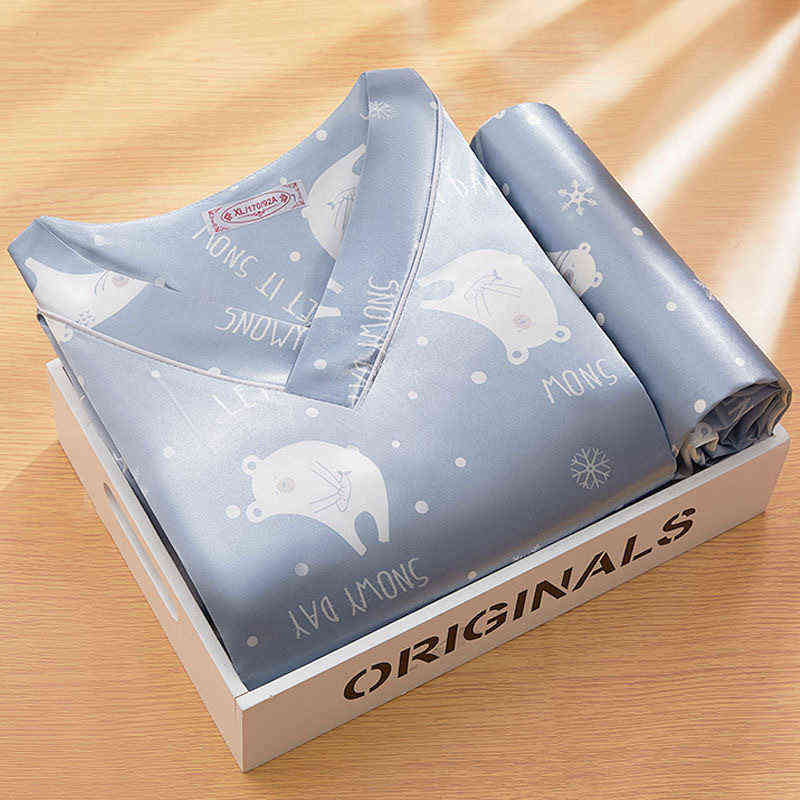 Summer Silk Ice Silk Pajamas Women's Exclusively for Malaysia's Live Source Short-sleeved Pullover V-neck 211109