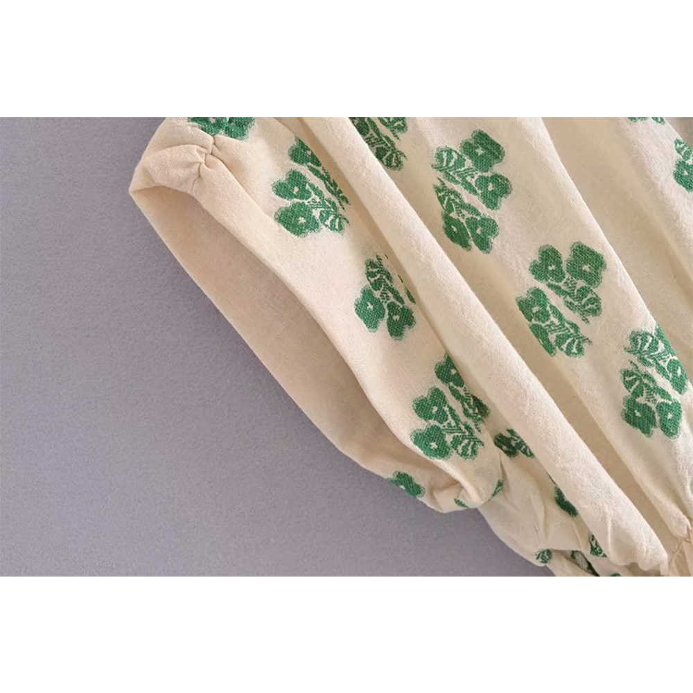 Dress Women Floral Printed Vintage Dress Short' Sleeves Hollow Waist Casual Chic Lady Boho Maxi dress Women 210709