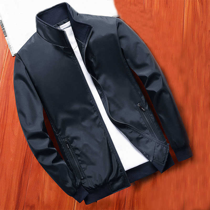 MANTLCONX Solid Color Casual Jacket Men Spring Autumn Outerwear Mens Jackets for Male Coats Windbreaker Zipper Pocket Overcoats 211009
