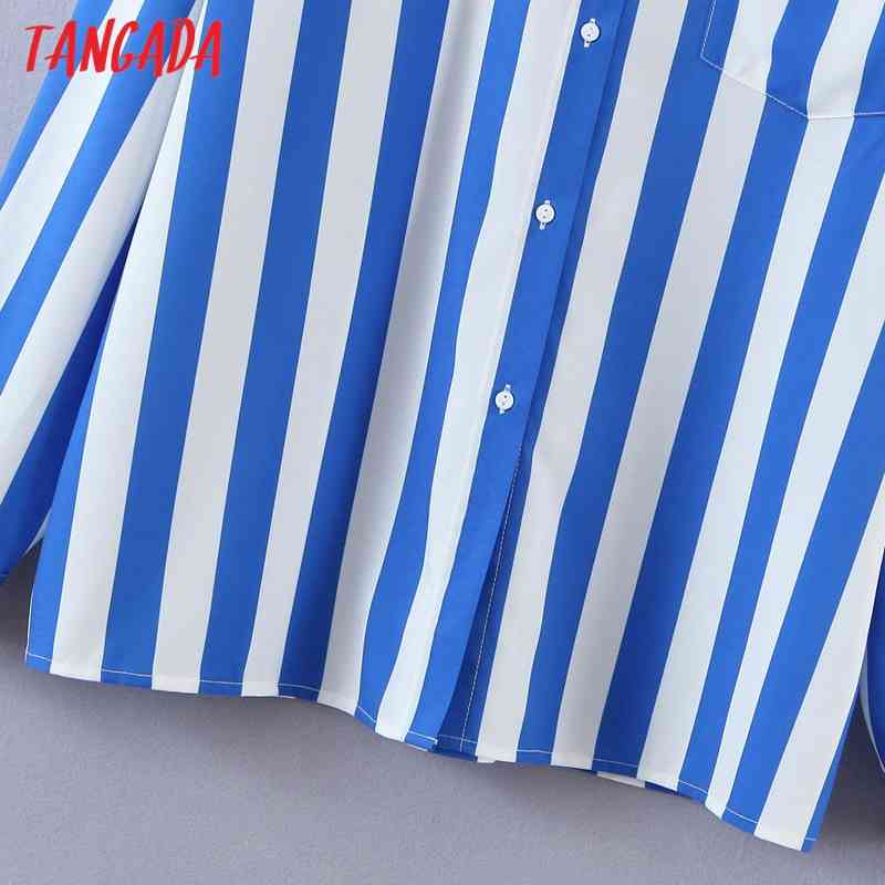 Women Classic Striped Shirt Turn Down Collar Long Sleeve Chic Female Casual Tops Blusas SL544 210416