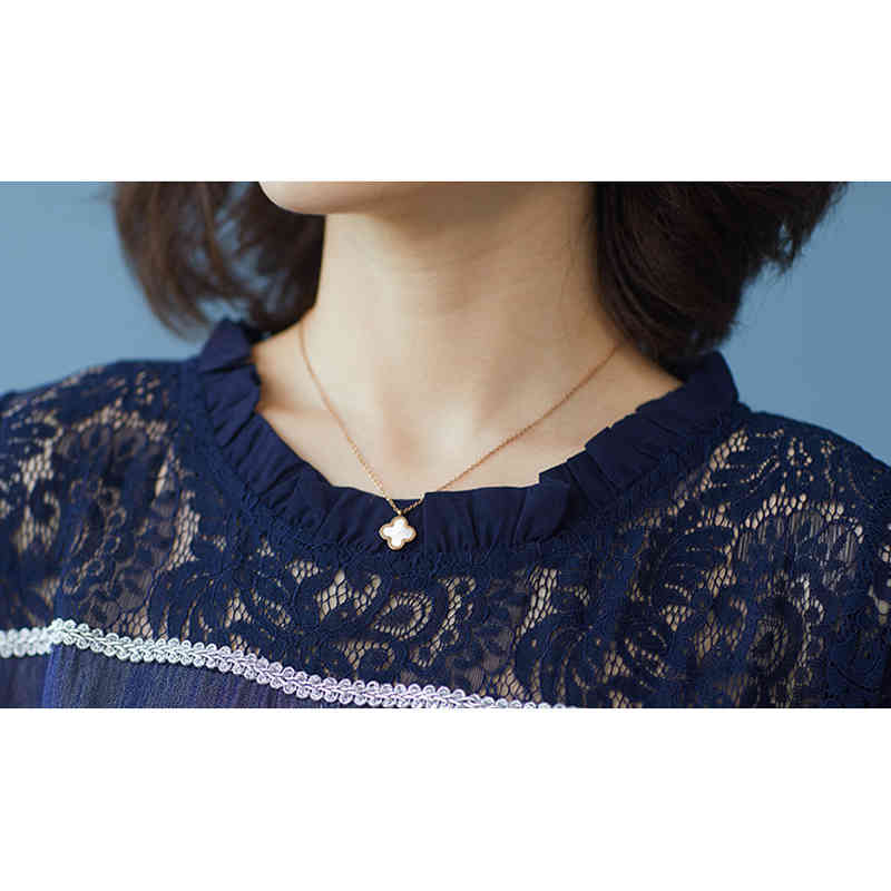 Vintage Plus Size A-Line Lace Denim Patchwork Women Spring Summer Short Sleeve Jeans Ladies Loose Midi Shirt Dress D12801X 210416