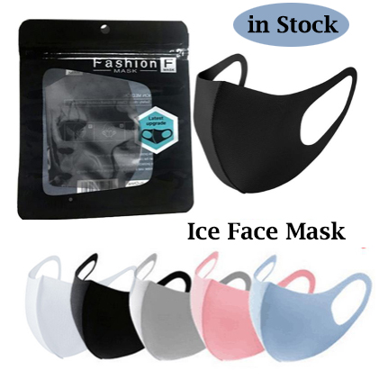 Washable Mouth Ice Face Mask Individual Black Gift Package Anti Dust PM2.5 Respirator Dustproof Anti-bacterial Reusable Silk Bags in Stock