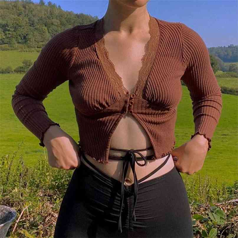 Sweet Deep V-neck Lace Trim Crop Tops Fashion Slit Hem Long Sleeve Brown T-shirts Vintage 90s Aesthetics Top 210607, Burgundy
Sweet Deep V-neck Lace Trim Crop Tops Fashion Slit Hem Long Sleeve Brown T-shirts Vintage 90s Aesthetics Top 210607, Burgundy
