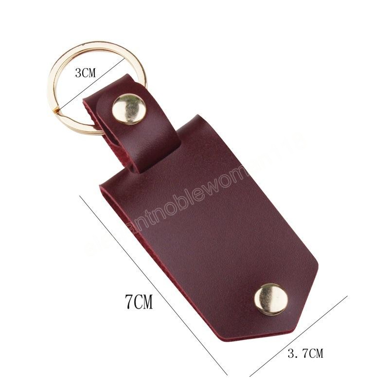 Leather Keychains Pendant Sublimation Blank Aluminum Alloy Car Key Ring Heat Transfer DIY Decorative Keychain 6 Colors