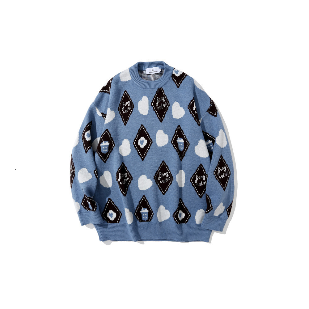 sweater knit american fashion brand love square jacquard men bf lazy wind loose round neck long sleeve top, White;black
sweater knit american fashion brand love square jacquard men bf lazy wind loose round neck long sleeve top, White;black