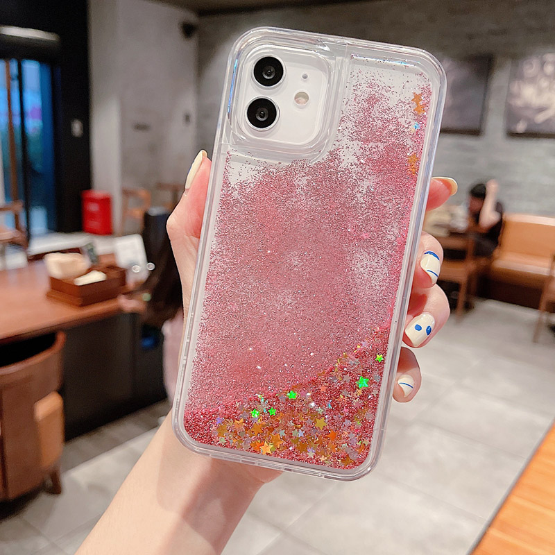 Fashion Quicksand Soft TPU Cases For Iphone 16 15 14 Pro MAX 13 12 11 XR XS X 8 7 6 5 Plus Stars Liquid Starry Bling Glitter Heart Love Floating Clear