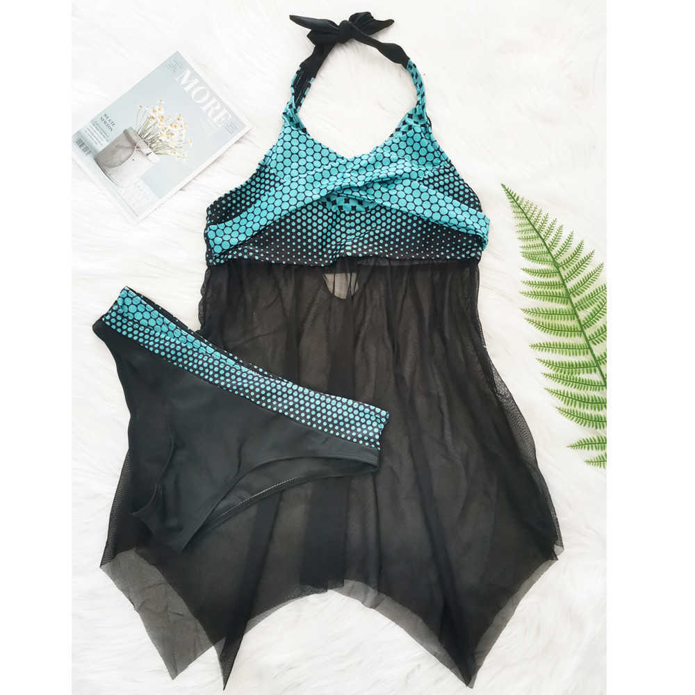 Swimwear Sexy suit Women Plus Size Tankini Sets Vintage Beach Wear Bathing Suits Female Skirt Halter Suit 210611