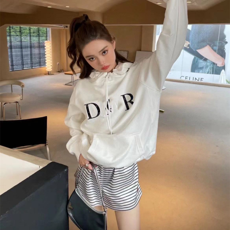 autumn and winter new loose chest star embroidered letter Terry Hooded Sweater lovers fashion