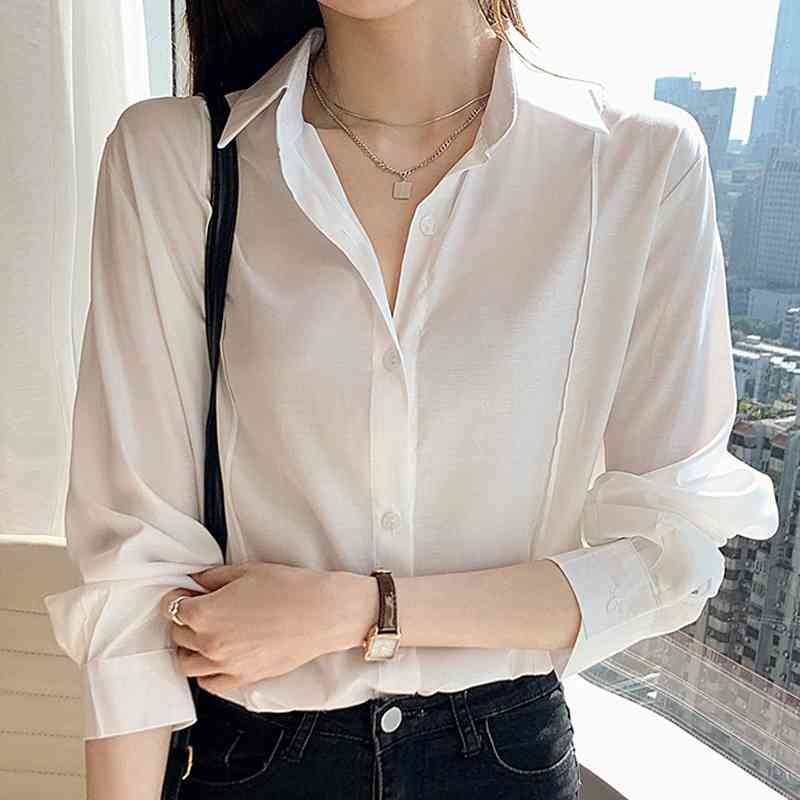 Long Sleeve White Chiffon Blouse Shirt Turn Down Collar Office Blouse Women Tops Blouse Women Blusas Mujer De Moda E451 210602
Long Sleeve White Chiffon Blouse Shirt Turn Down Collar Office Blouse Women Tops Blouse Women Blusas Mujer De Moda E451 210602
