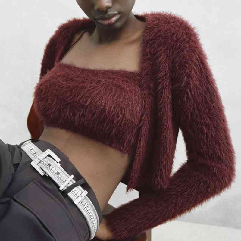 Elegant Women Solid Brown Sweater Fashion Ladies Soft Knitted Tops Streetwear Female Causal Loose Cardigan 210430