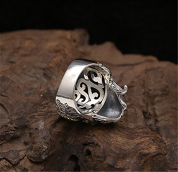 High quality 925 sterling silver skull mask band rings American Europe antique handmade designer punk gothic Luxury jewelry accessories gifts