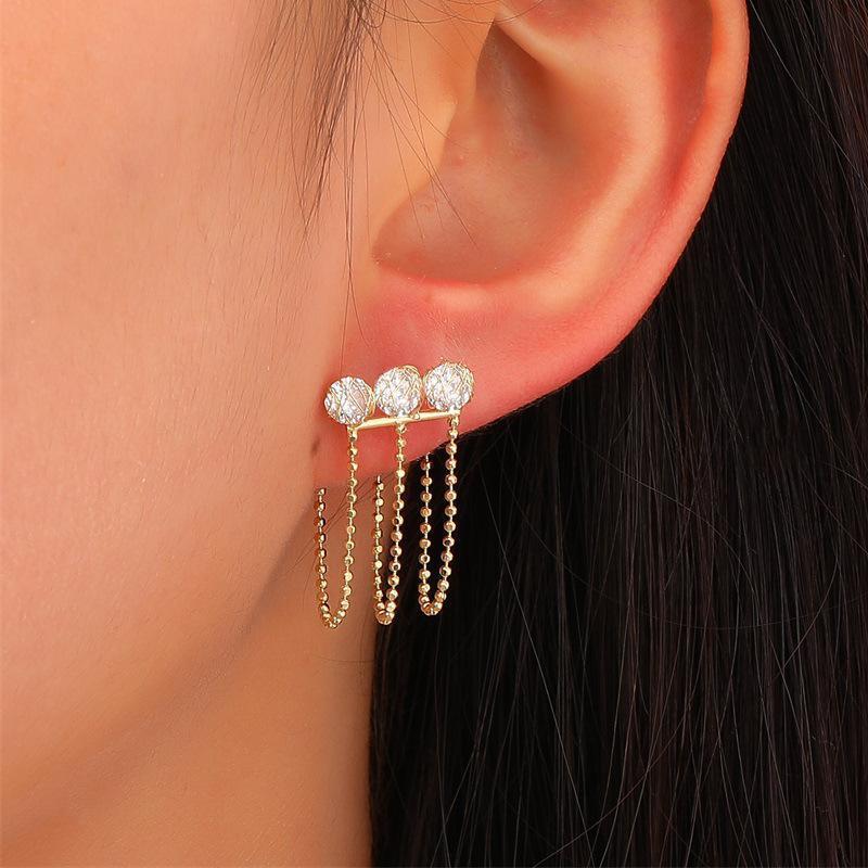 stud crystal tassel earrings zircon gold color bead chain for women earing jewelry earings earring kolczyki n1122, Golden;silver 
stud crystal tassel earrings zircon gold color bead chain for women earing jewelry earings earring kolczyki n1122, Golden;silver