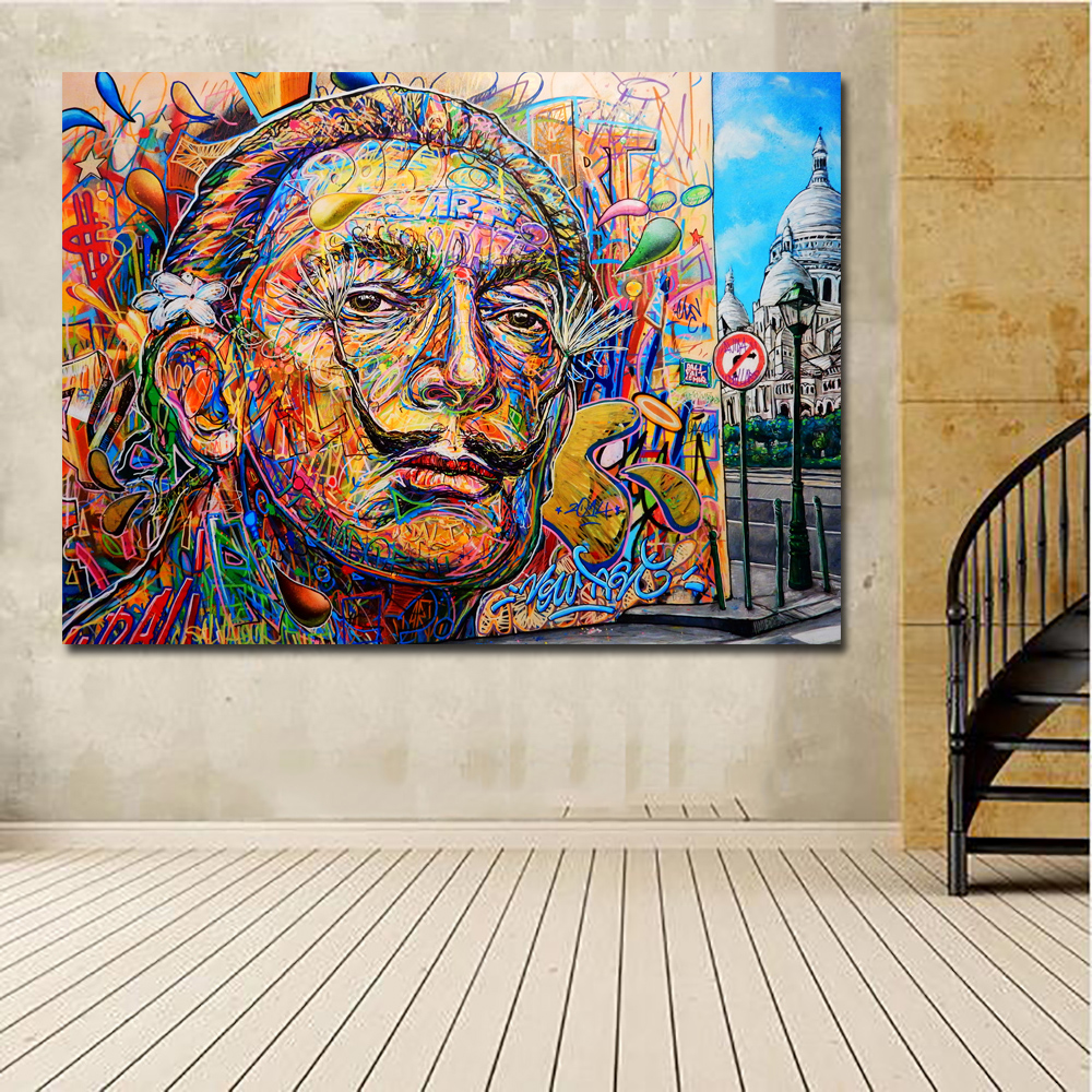 Salvador Dali Colorful Portrait Oil Painting Wall Art Canvas Posters Print For Living Room Home decoration