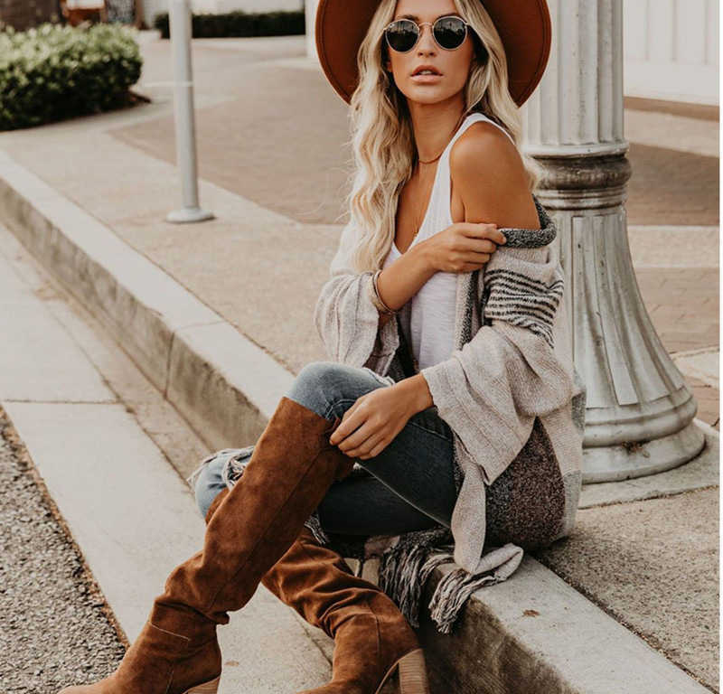 Fitshinling Bohemian Fringe Cardigan Women Clothes Patchwork Slim Long Coat Female Winter Vintage Knitwear Sweaters Cardigans 211014