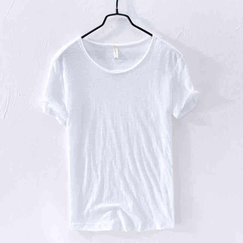 Summer Pure Cotton T-shirt For Men O-Neck Solid Color Casual Thin T Shirt Basic Tees Plus Size Male Short Sleeve Tops Clothing 210329