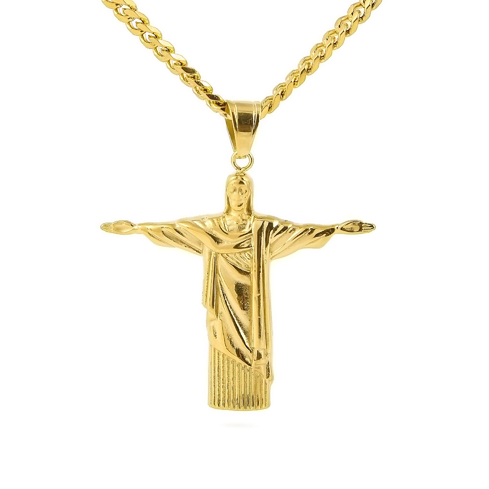 Mens Hip Hop Necklace Jewelry Fashion Stainless Steel JESUS Piece Pendant High Quality Gold Necklaces