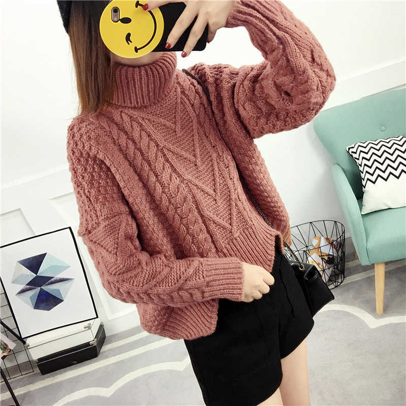 H.SA Women Turtleneck Sweater And Pullovers Spring Winter Harajuku Tops Thick Warm Crop Sweaters Jumpers Twisted Pull Femme 210716