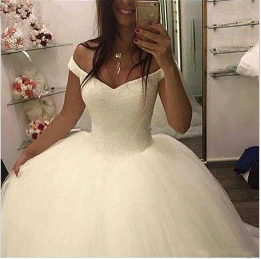 2021 Crystals Arabic Lace Up Corset Sweetheart Ball Gown Tulle Skirt Bridal Dresses Vintage Country Plus Size Wedding Gowns s
