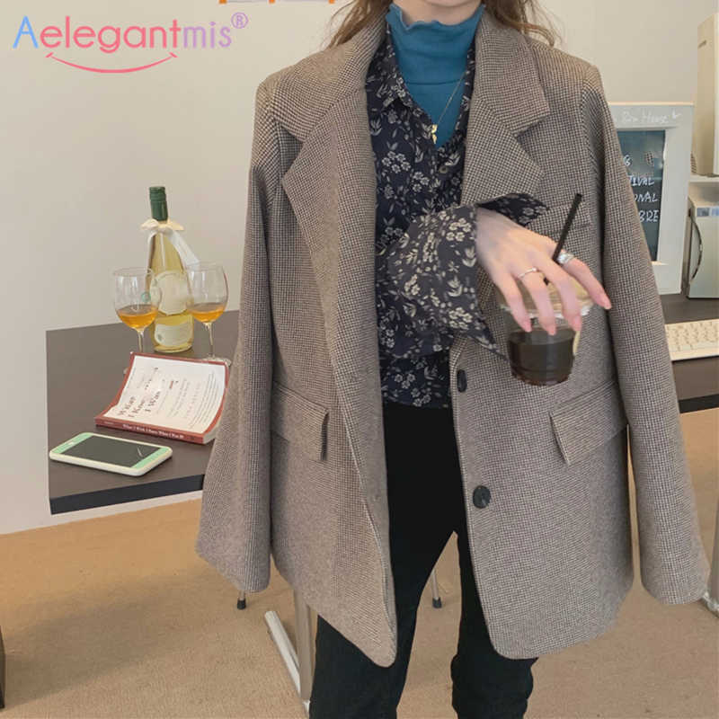 Aelegantmis Vintage Plaid Blazers Women Loose Office Lady Jackets Casual Korean Outerwear Work Fashion OL Pockets 210607, As shown
Aelegantmis Vintage Plaid Blazers Women Loose Office Lady Jackets Casual Korean Outerwear Work Fashion OL Pockets 210607, As shown