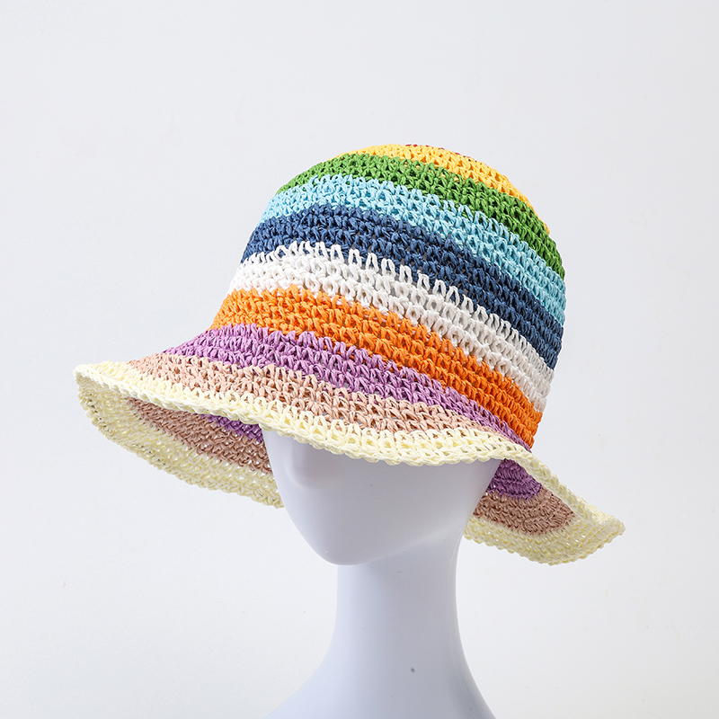 Wide Brim Rainbow Striped Woven Straw Hat Women's Summer Hollow Fisherman Hat Breathable Crochet Bucket Hats Sunscreen Beach cap, Like picture
Wide Brim Rainbow Striped Woven Straw Hat Women's Summer Hollow Fisherman Hat Breathable Crochet Bucket Hats Sunscreen Beach cap, Like picture