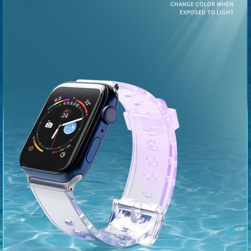 Watch strap for Apple Watch Series 7 Bands Color Changing Strap under Sunshine for Men and Women Crystal Clear Sports Wristband 41mm 45mm