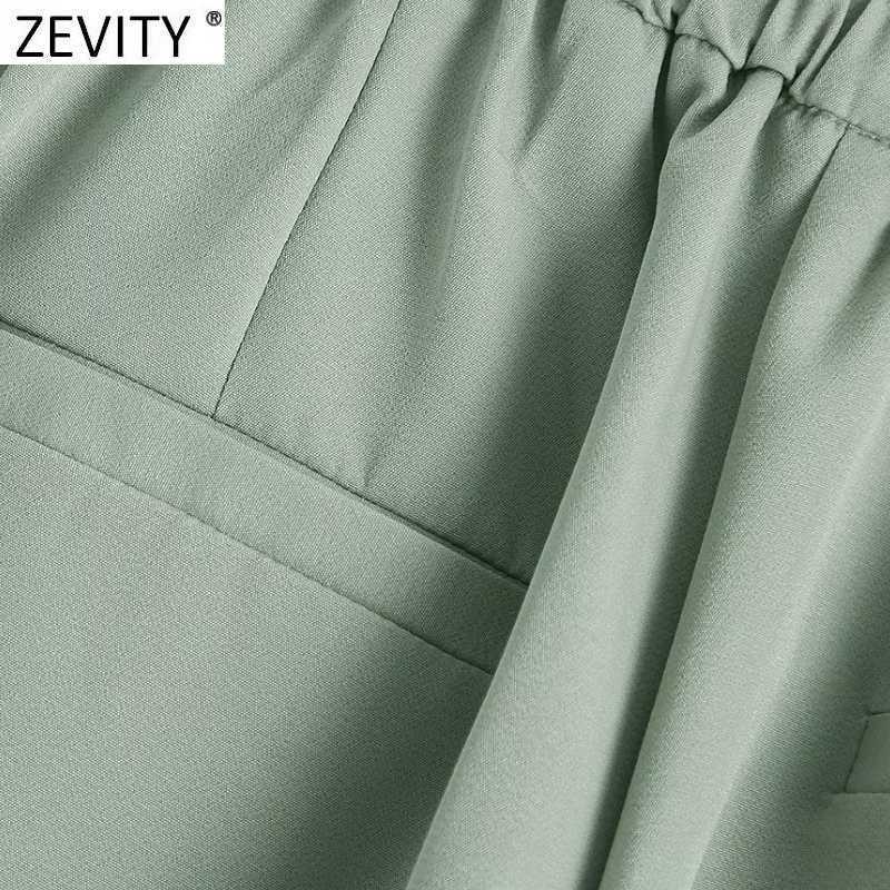 Zevity Women Simply Chic Solid Color Casual Slim Straight Pants Office Lady High Waist Zipper Fly Long Trousers Mujer P1018 210603