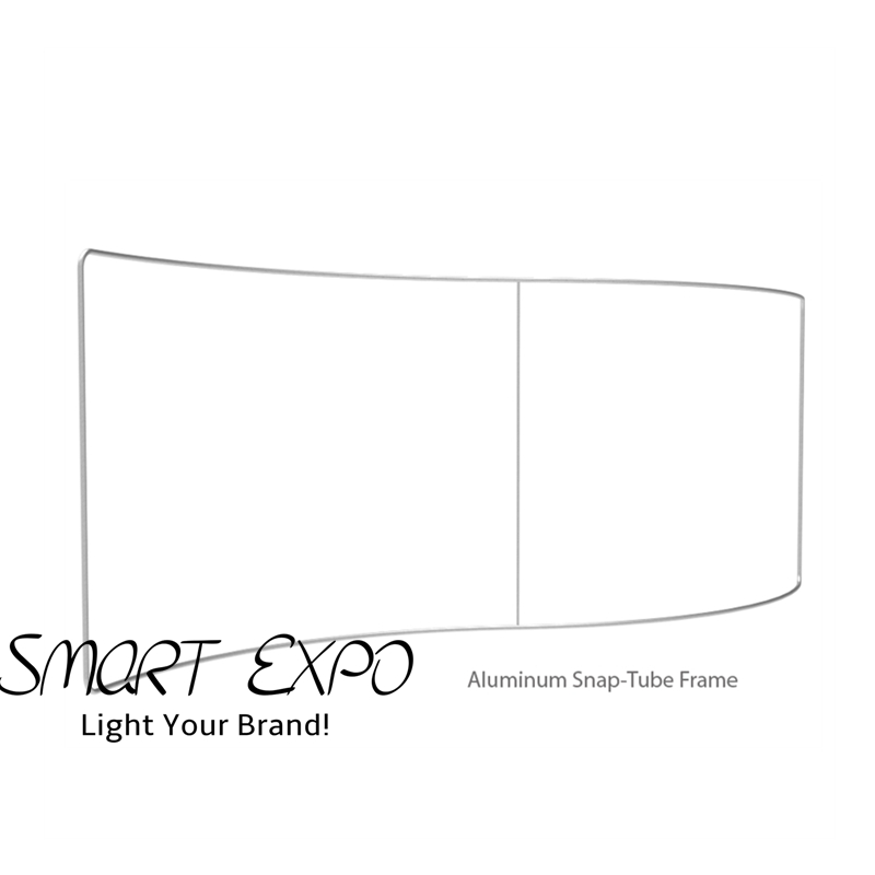 20ft S Curved Wave-Line Back-Wall Advertising Display with Thick Aluminum Tube Tension Fabric Printed Graphic Portable Carry Bag