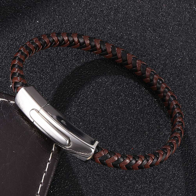 Cool Handmade Braided Leather Bangle Bracelet for Men Women Lovers Gift