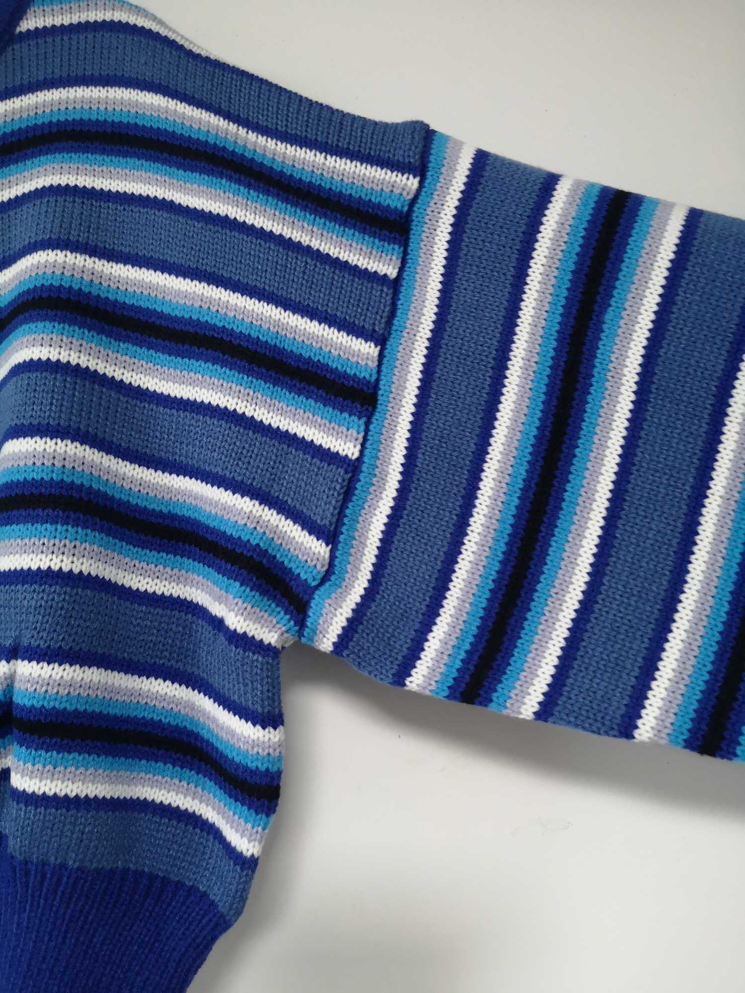 Clarissa Sweater Blue & White Striped Oversized Jumper Embroidered Mock Neck Cropped Pullovers Harajuku Women's Sweaters / 210918