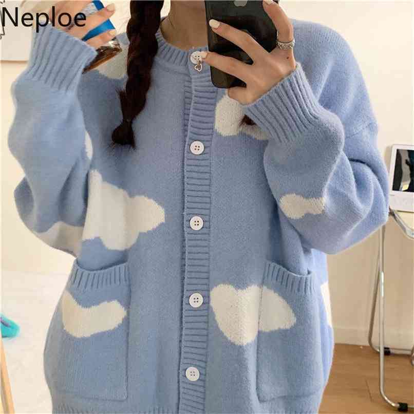 Neploe Korean Sweater Winter Cardigan Fall Women Clothes Knit Cute Sweater Loose Oversized Harajuku Cardigans Sueter Coats 210918