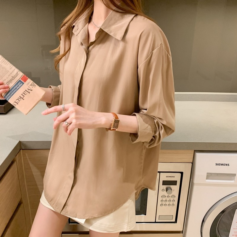 Autumn Black Long Sleeve Fashion Women Blouses Korean Office Lady Style POLO Collar Simple Woman's Shirts Blusas Mujer 10779 210508