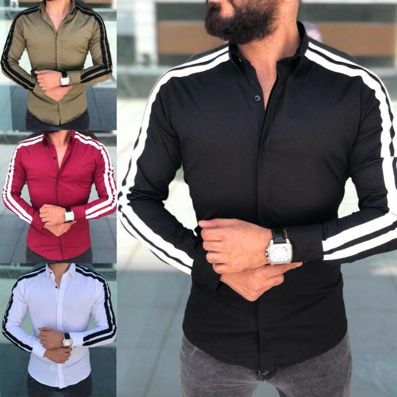 Style Fashion Casual Social Formal Shirt Men Long Sleeve Slim Office Cotton Mens Shirts M-2XL Men's