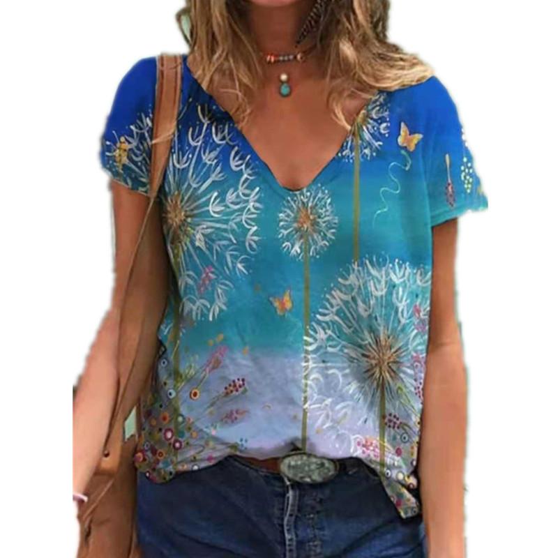Women' T-Shirt Women Beach Top Summer T Shirt Fashion Gradient Floral Print Short-sleeved V-neck T-shirts Female Plus Size Tops Loose Lady, Pink
Women' T-Shirt Women Beach Top Summer T Shirt Fashion Gradient Floral Print Short-sleeved V-neck T-shirts Female Plus Size Tops Loose Lady, Pink