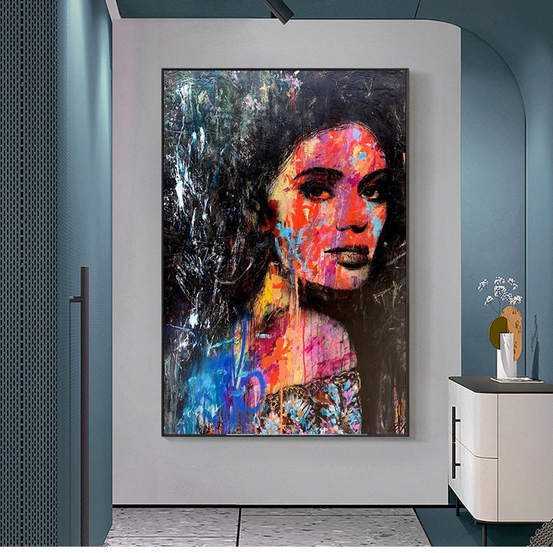 Abstract Woman Graffiti Art Canvas Paintings On the Wall Art Posters And Prints Modern Art Canvas Picture For Living Room Cuadro
