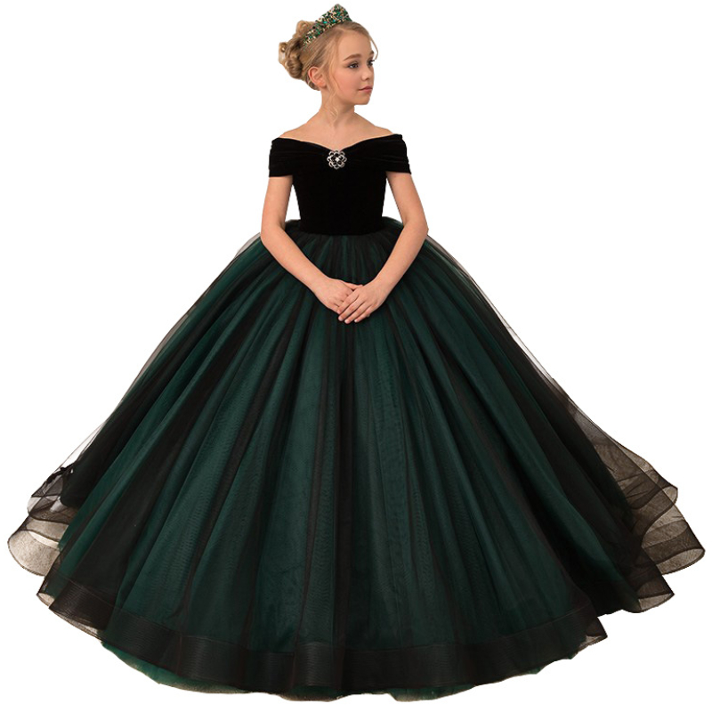 Green Lace Crystals 2021 Flower Girl Dresses Bateau Balll Gown Little Girl Wedding Dresses Cheap Communion Pageant Dresses Gowns