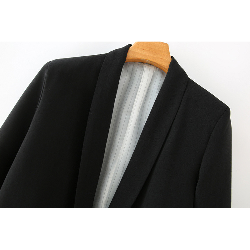 Evfer Office Lady Fashion Striped Cuff Patchwork Long Blazers Outwear Women Casual Single Button Sleeve Blazer Chic 210421