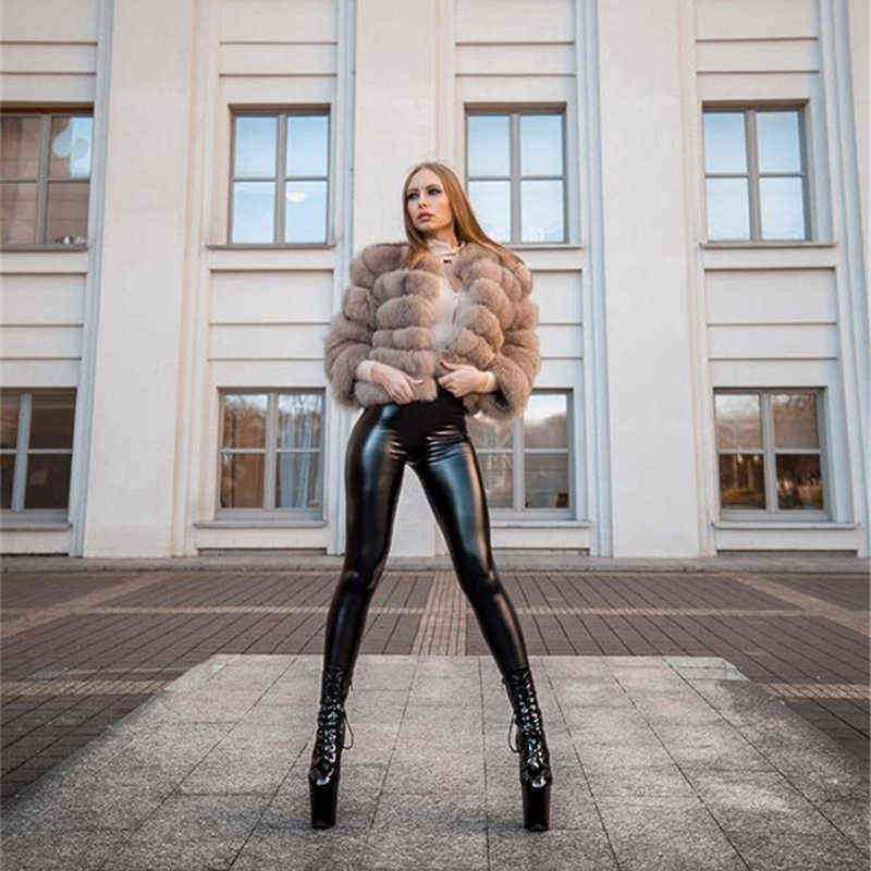 S-5XL PU Leather Leggings High Waist Black Pencil Pants Push Up Hip Autumn Women Thickened Skinny Slim Trousers 211215